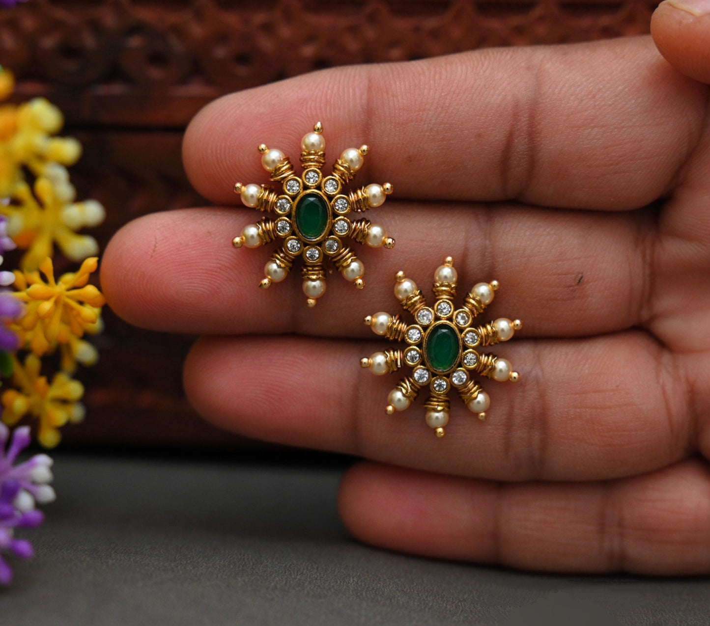 Flower Design Earrings-TE1435