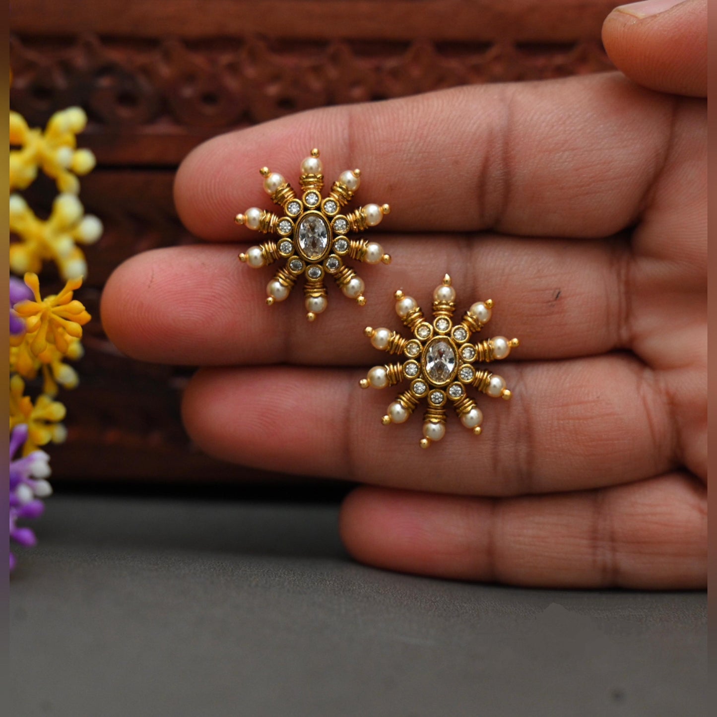 Flower Design Earrings-TE1435