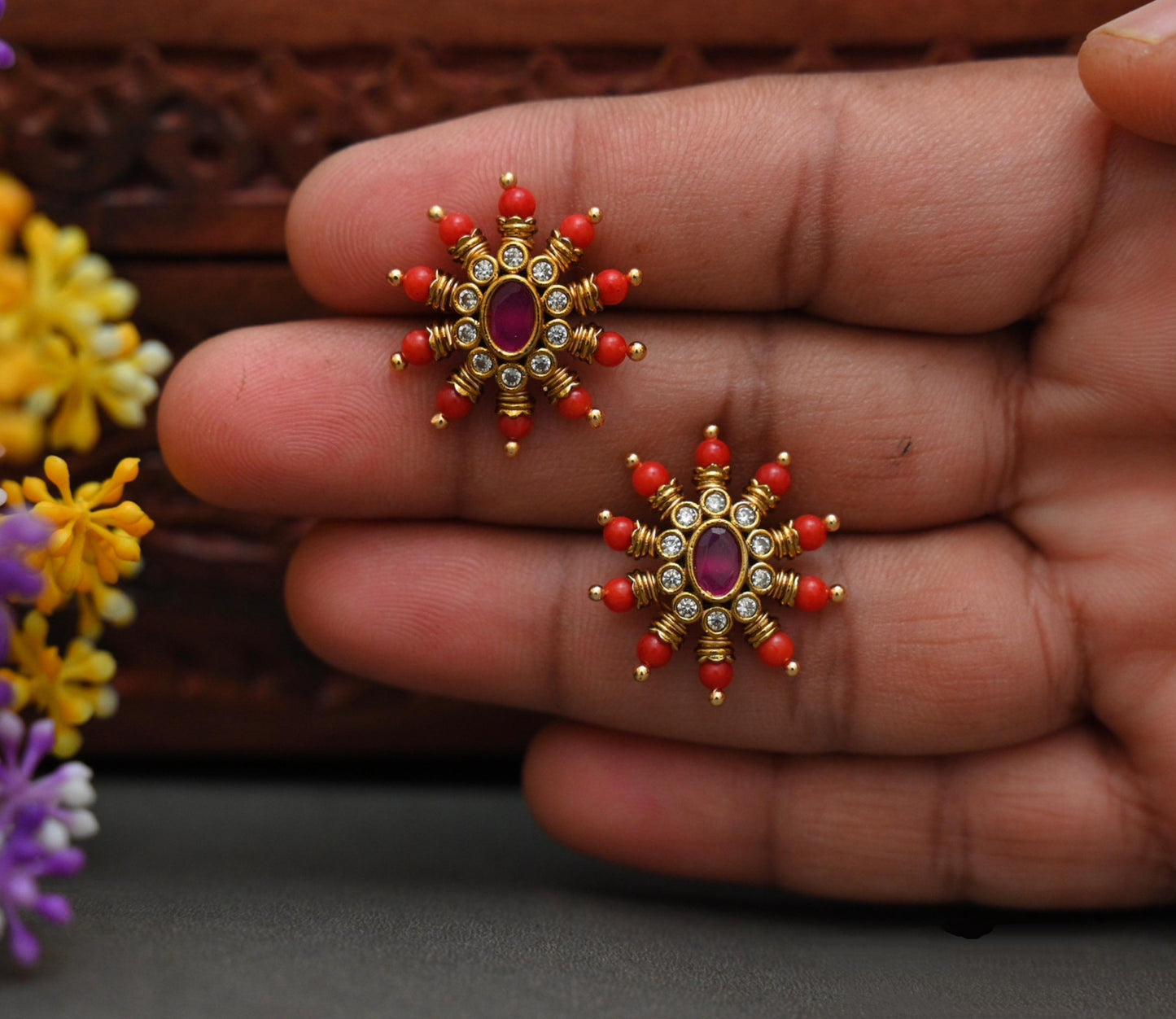 Flower Design Earrings-TE1435