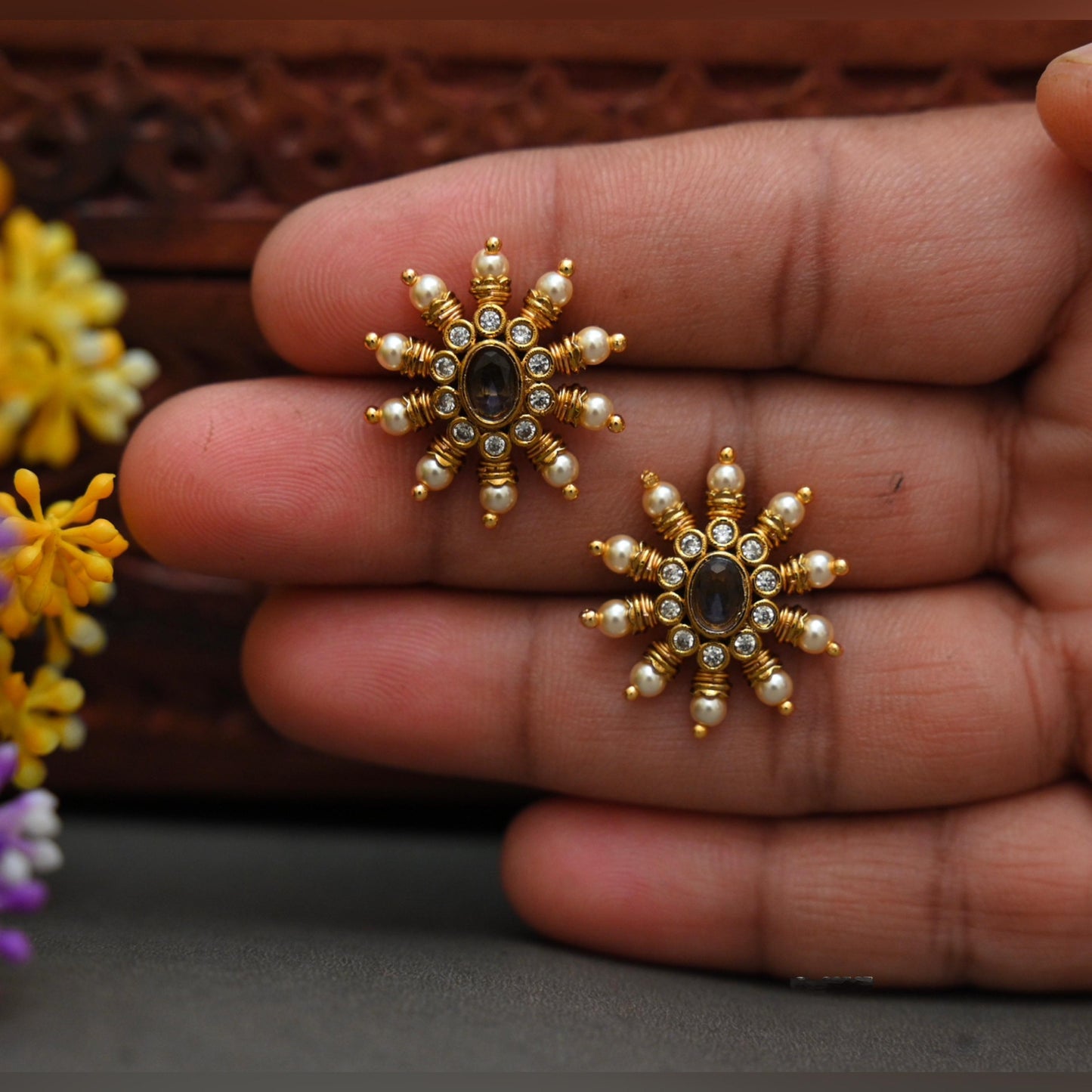 Flower Design Earrings-TE1435