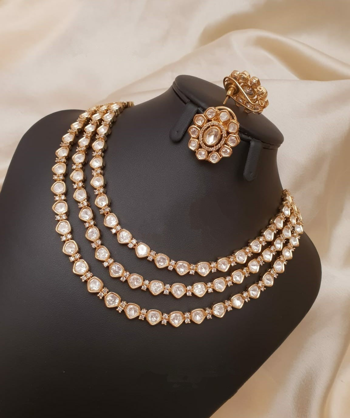 Three Layer Kundan Necklace-TE1454