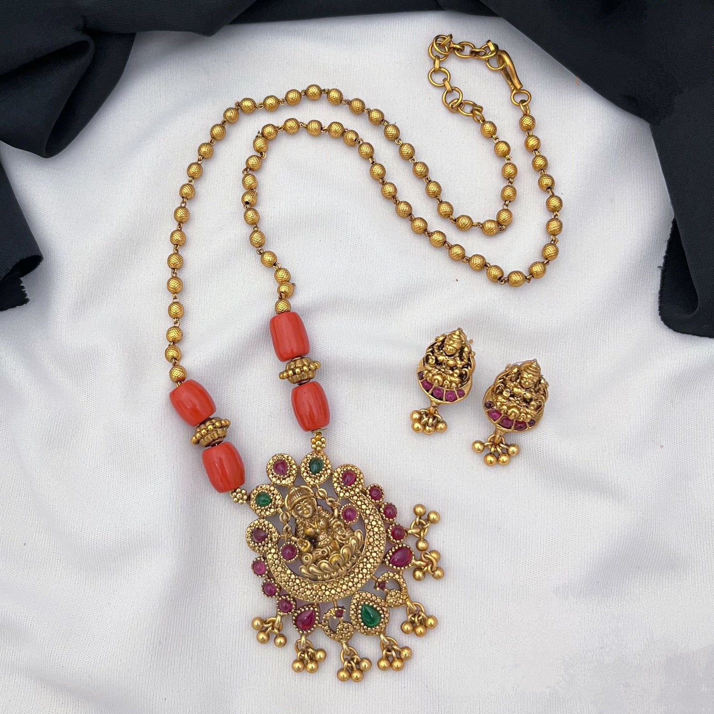 Matte Finish Coral beads long chain