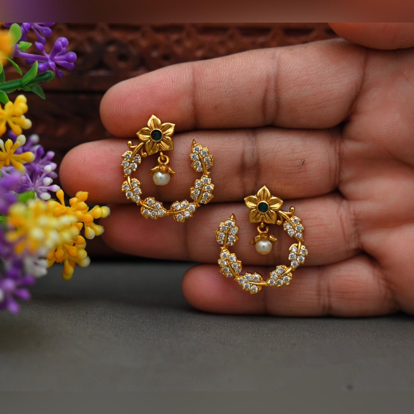 White Stone Earrings