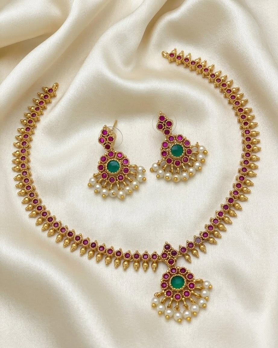 Kemp attigai necklace - TE1336 - Onam