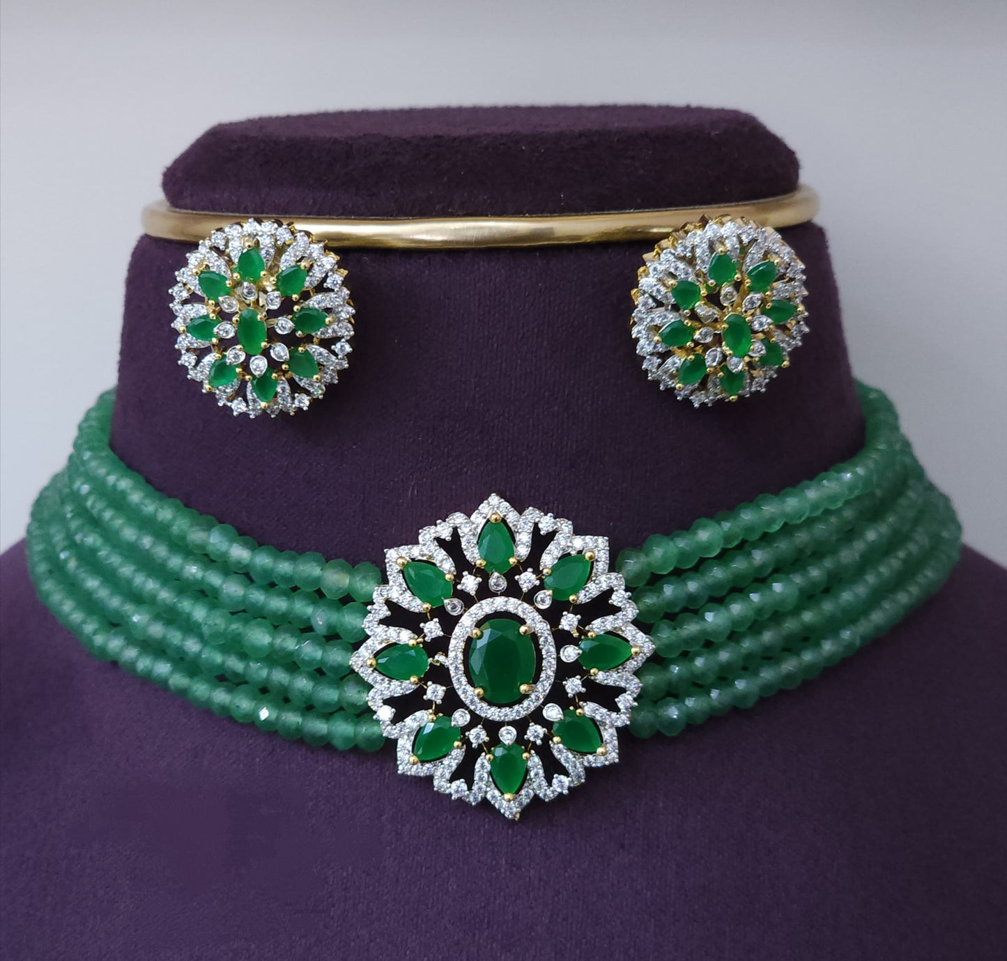 Premium CJ diamond finish bridal choker