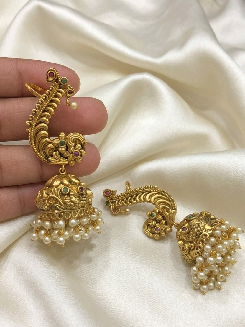 Kempu Stone Earcuff Jhumki