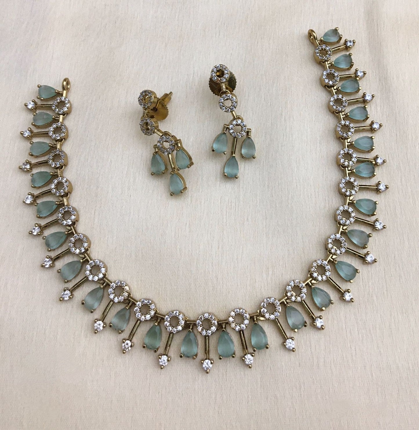 Light Blue Colour American Diamond Necklace