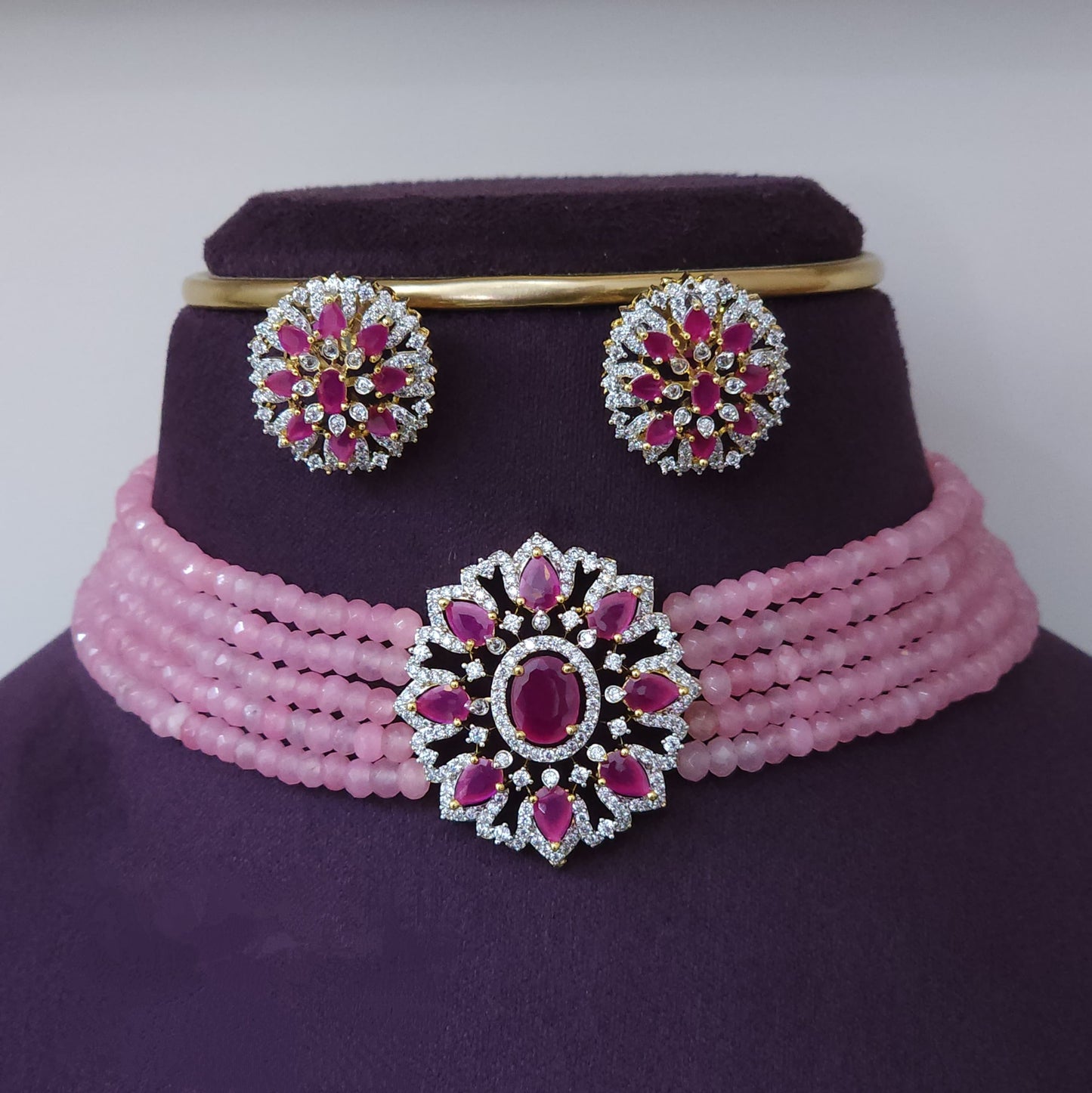 Premium CJ diamond finish bridal choker