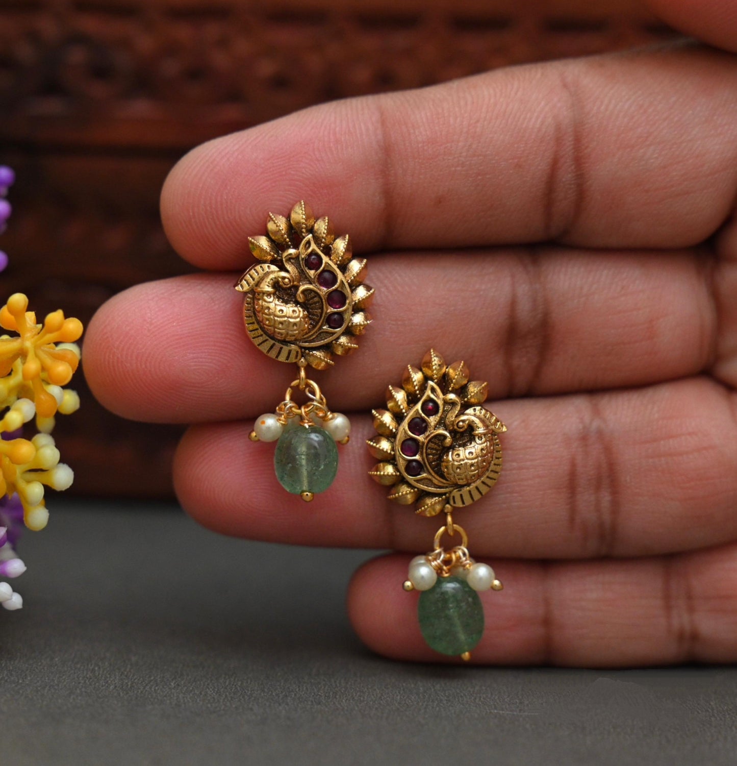 Peacock Design Earrings-TE2020