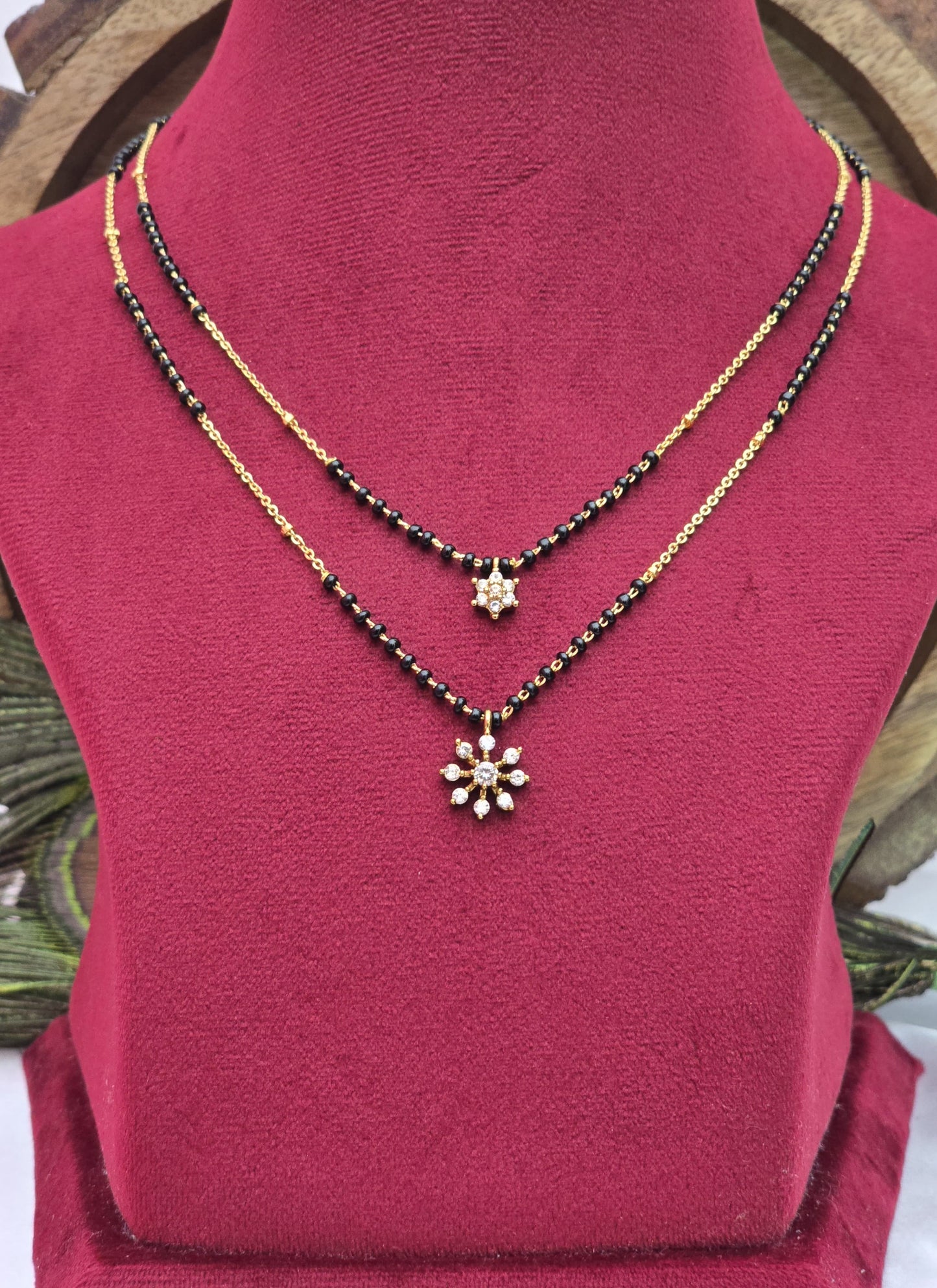 Two Layer Black Beads Necklace-TE1501