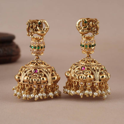 Long Krishna Gold Plated Stone Necklace Set