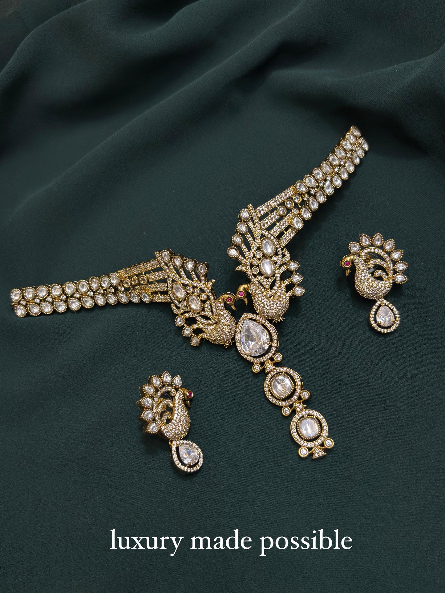 Luxury peacock AD stone Necklace