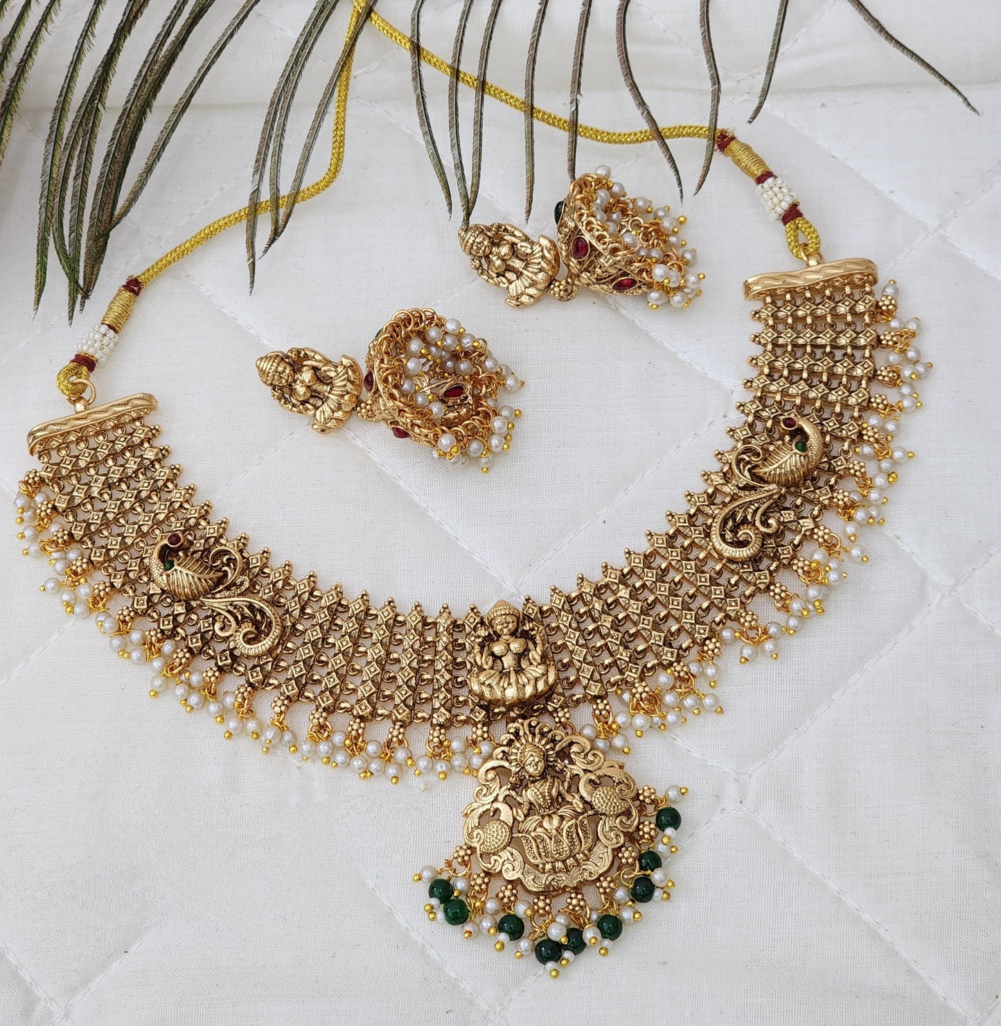 Premium Antique Lakshmi Devi Necklace Set