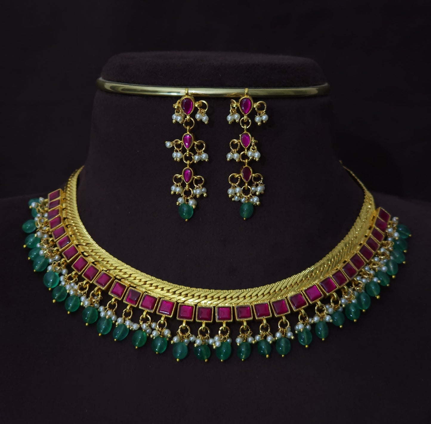 Premium Jilebi Jadau kundan necklace TE1309