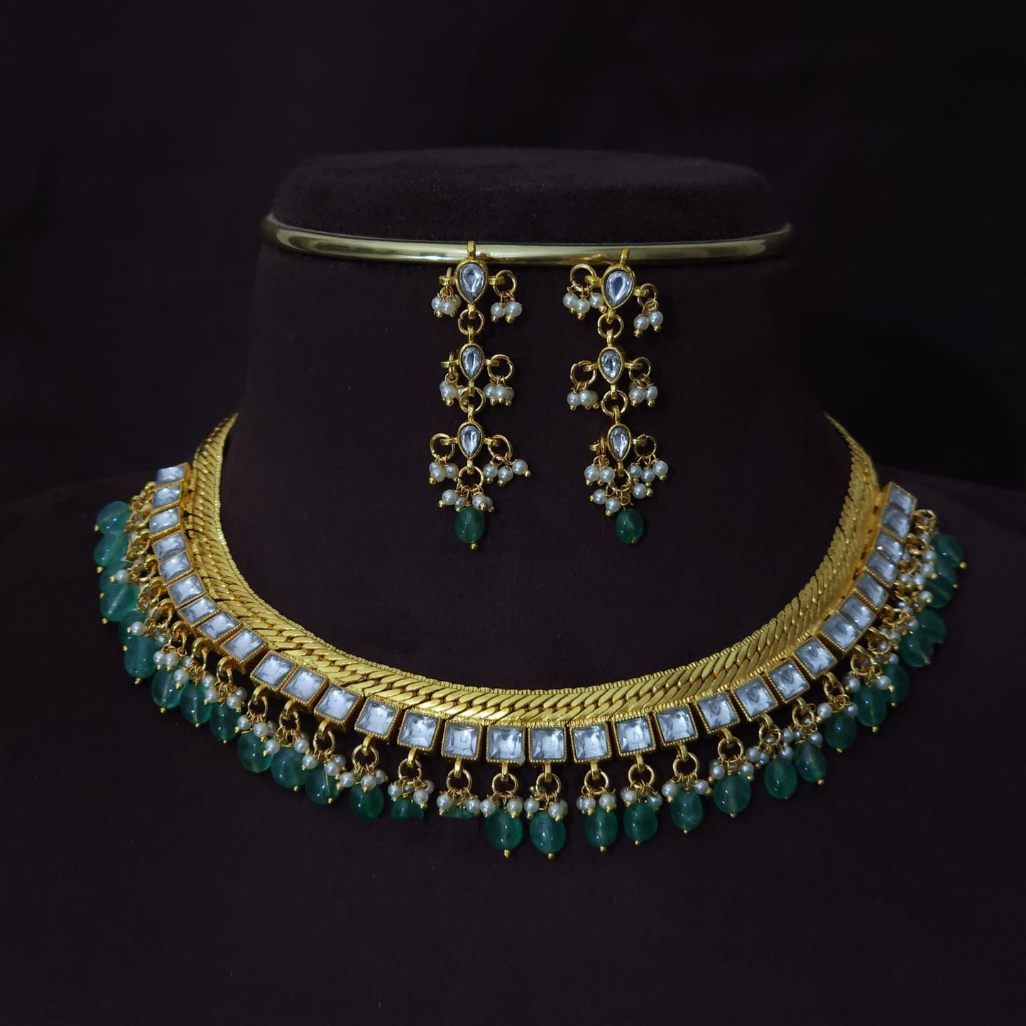 Premium Jilebi Jadau kundan necklace TE1309