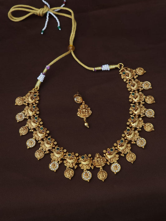 Traditional gold plated kasu necklace TE1290