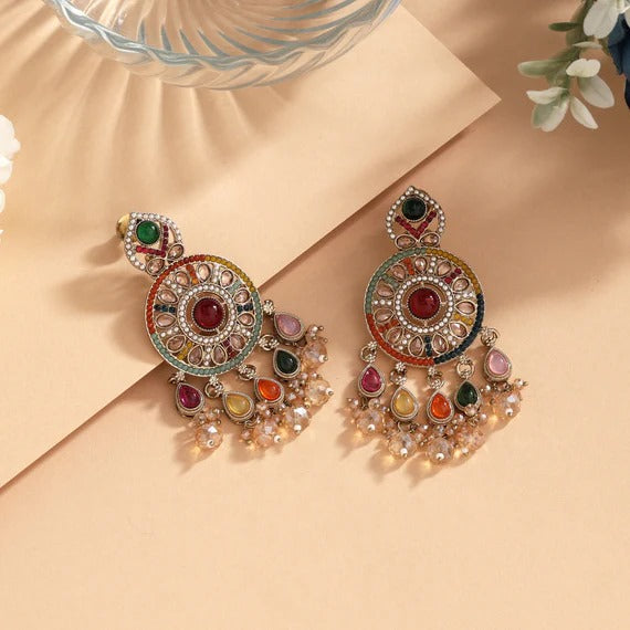 Multi Colour American Diamond Earrings TE1570