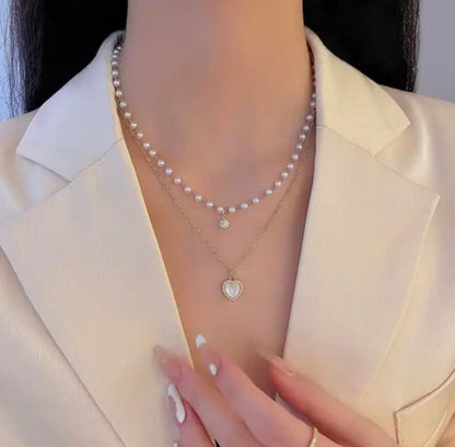 Korean Pearl Pendant Necklace-TE213