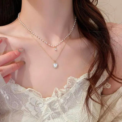 Korean Pearl Pendant Necklace-TE213