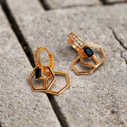 GOLD PLATED AUSTRIAN STONE EARRINGS-TE142