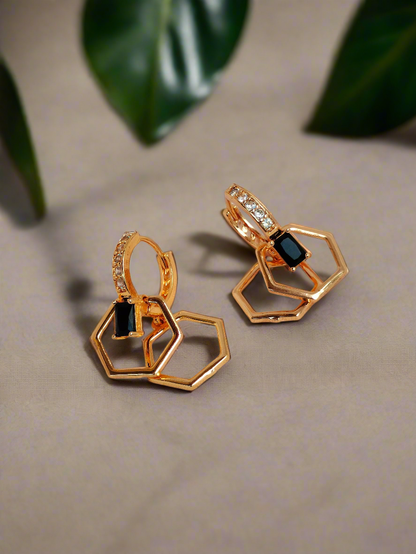 GOLD PLATED AUSTRIAN STONE EARRINGS-TE142