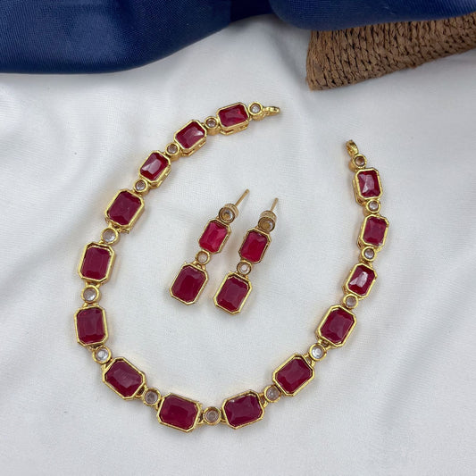 Red Stone Necklace Set