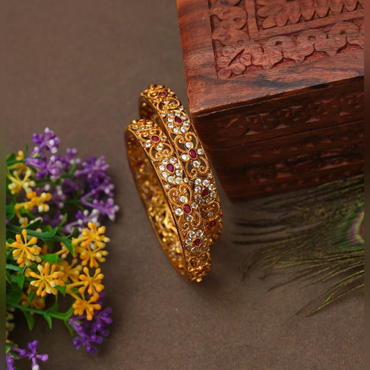 Ruby and white Stone Bangles