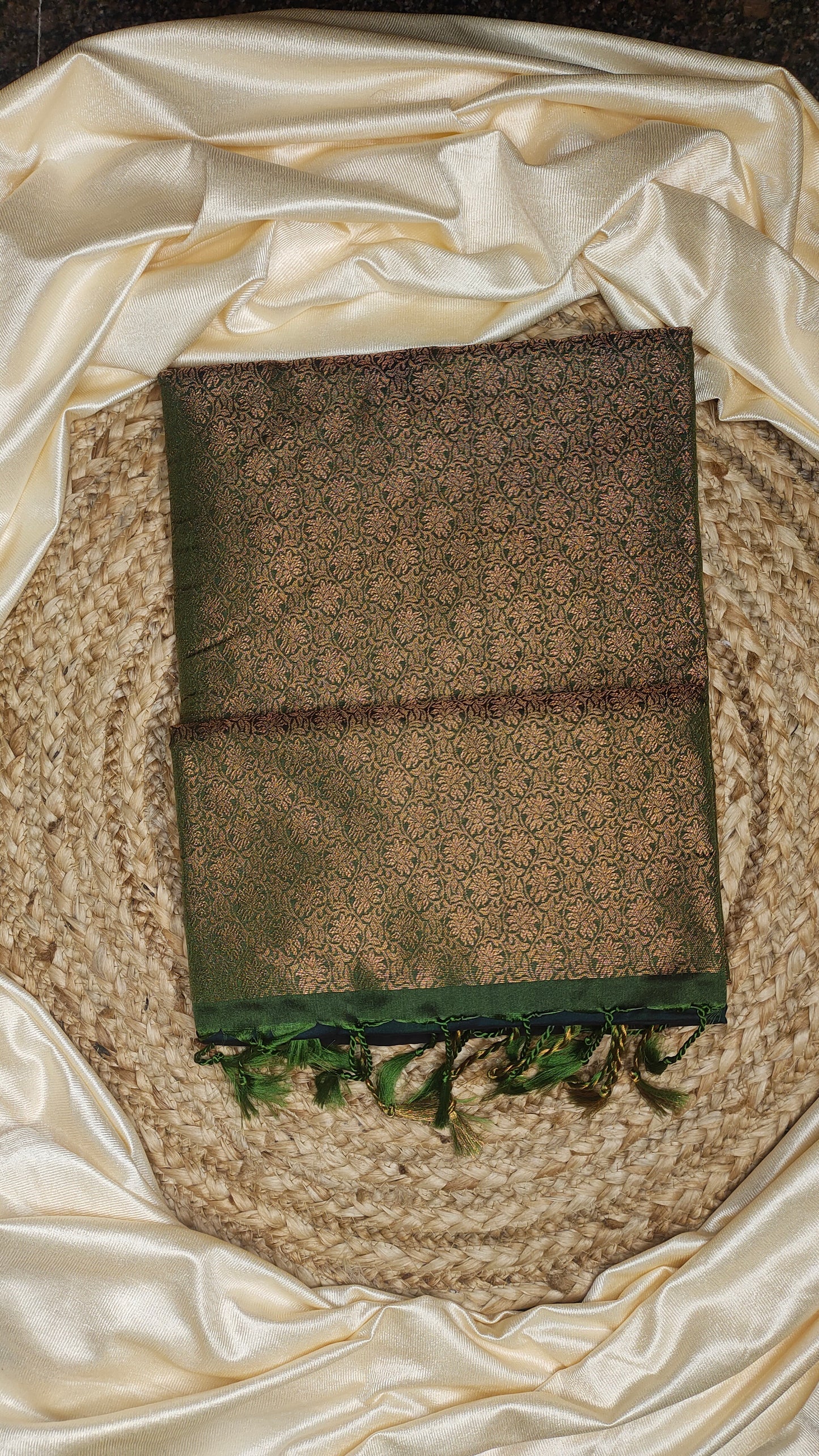Bottle Green SEMI SILK SAREE