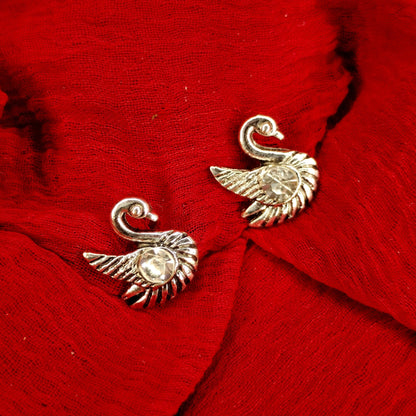 Swan Shaped Studded Earrings-TE139