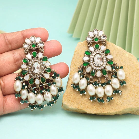 Green Kundan Earrings