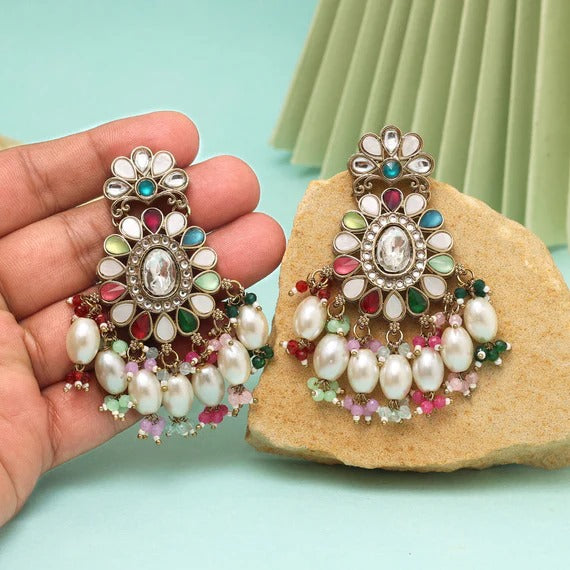 Multicolored Kundan Earrings