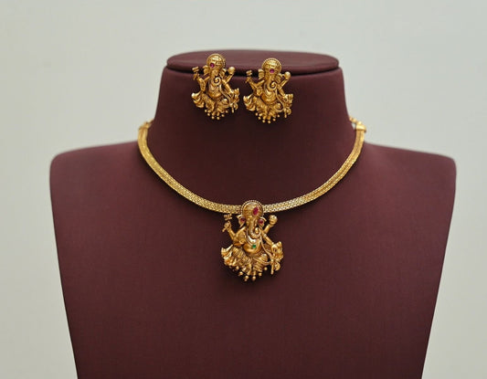 Ganesh Pendant Attigai Necklace