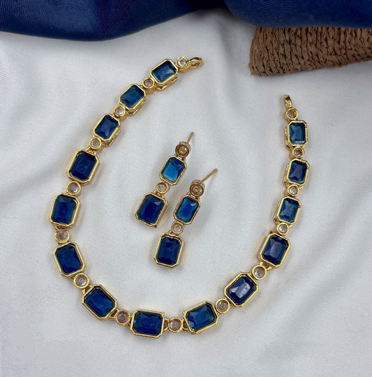 Blue Stone Necklace Set