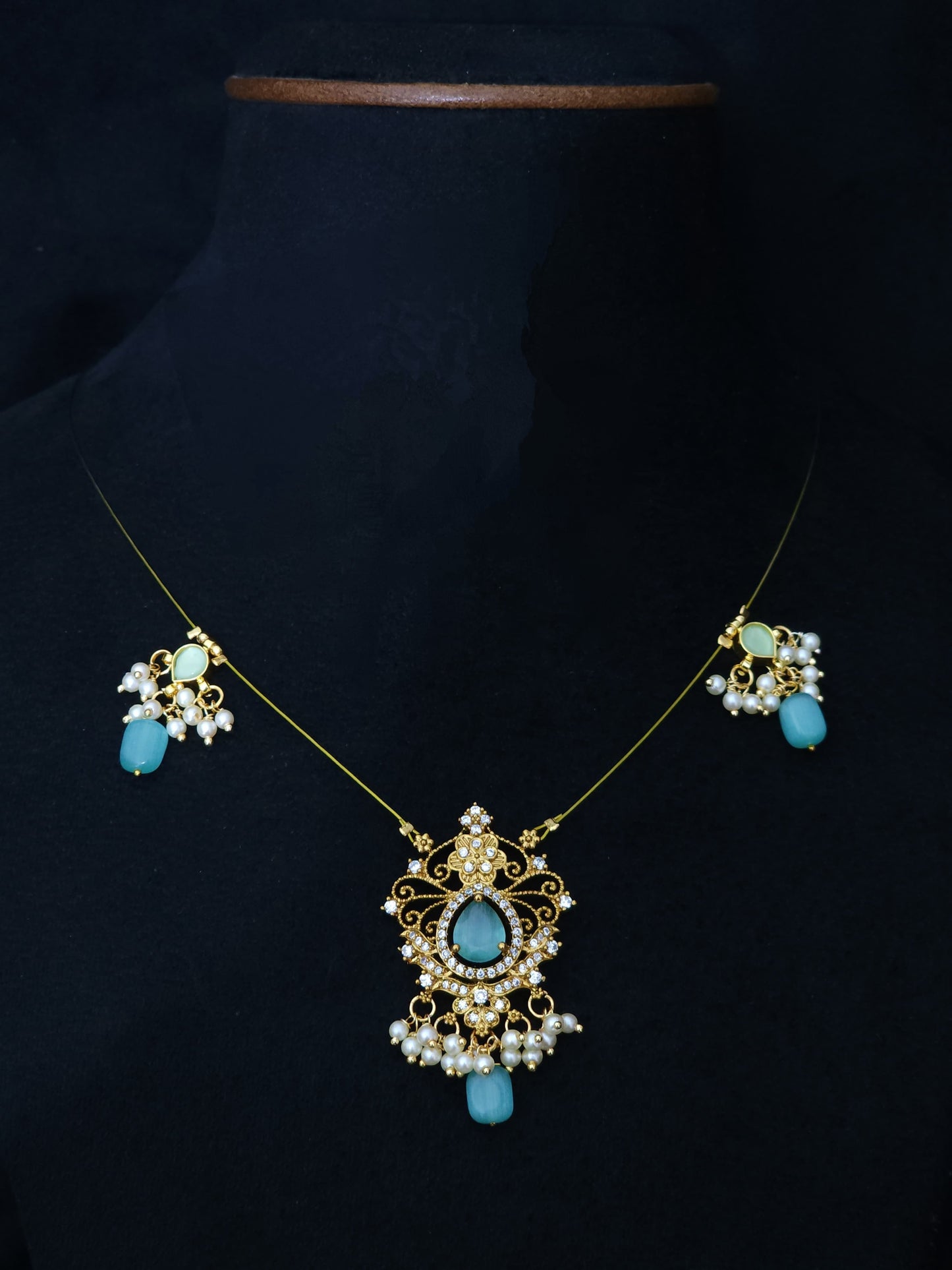 Premium Jadau Kundan Invisible Necklace-TE1250