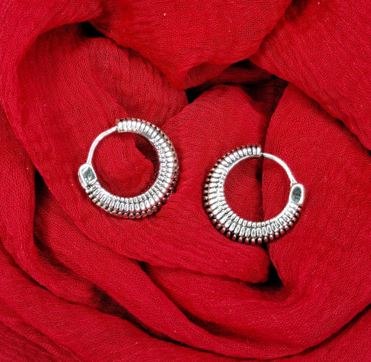 Sterling Silver Spiral Bali Style Round Earrings-TE147