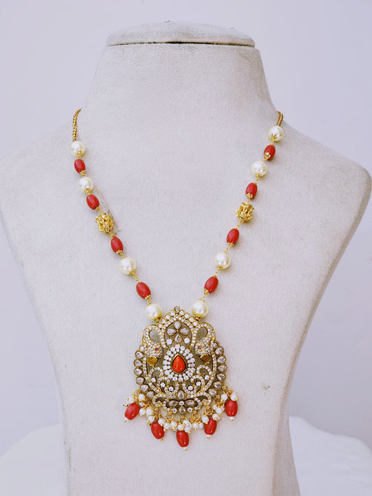 Red Kundan Long Haram