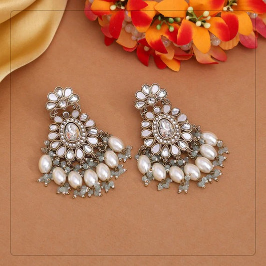 Sky Blue Colour Kundan Earrings