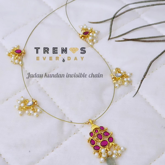 Jadayu Kundan Invisible Necklace