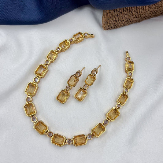 Yellow Stone Necklace Set