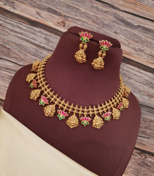 Jadau Kundan Lotus with Lakshmi Neckset