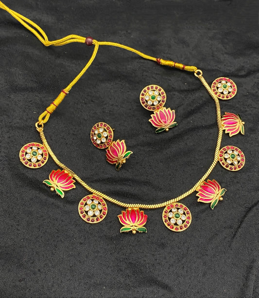 Patmavath Premium lotus necklace
