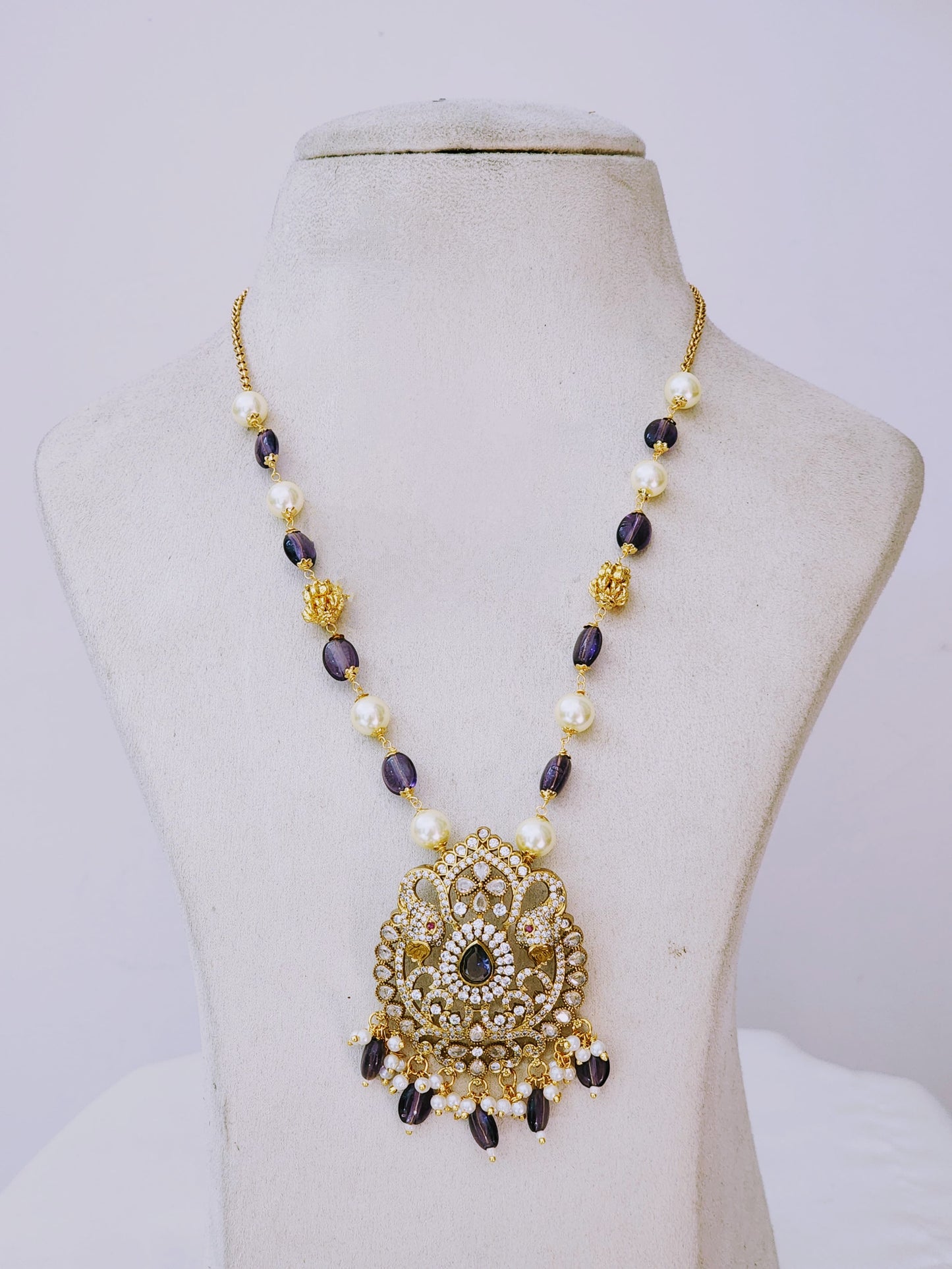 Dark Blue Kundan Long Haram