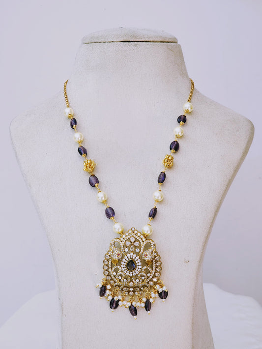 Dark Blue Kundan Long Haram