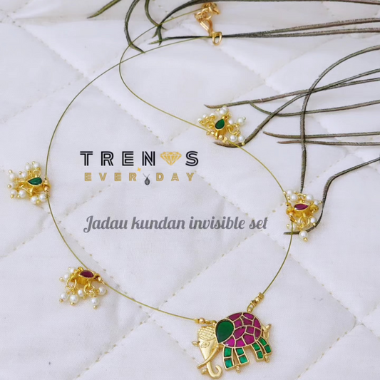 Jadayu Kundan Invisible Necklace