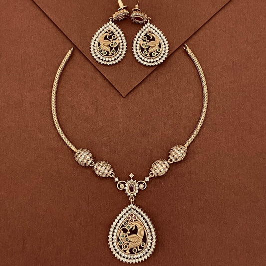 Elegant CZ Matte Neckace set