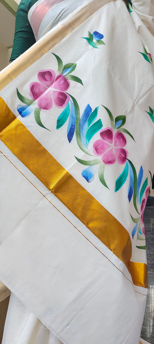 Aruna printed kerala Set Saree