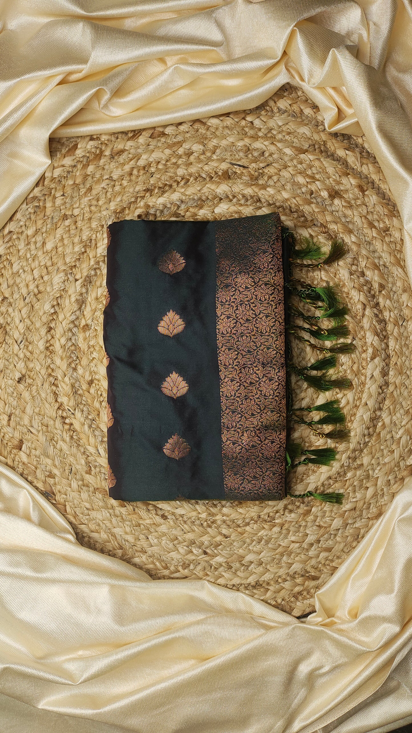 Bottle Green SEMI SILK SAREE