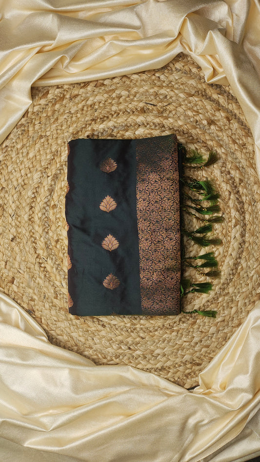 Bottle Green SEMI SILK SAREE